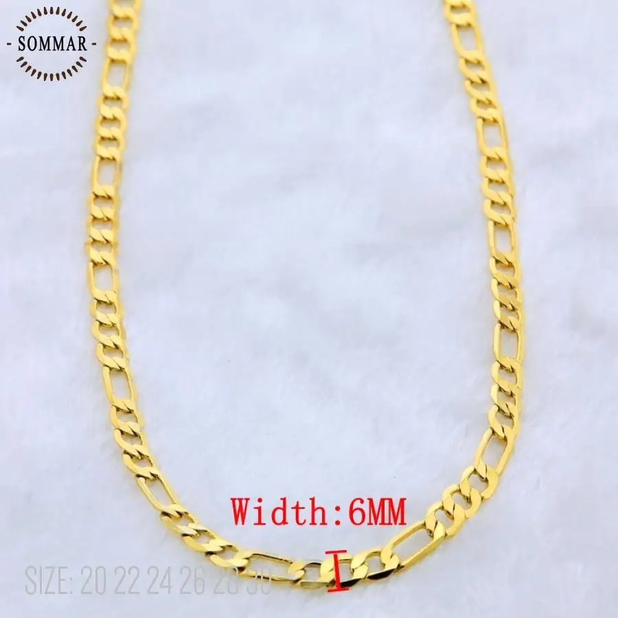 Top quality 24K Pure gold color necklaces Men jewelry4 6 8 10 mm 20 22