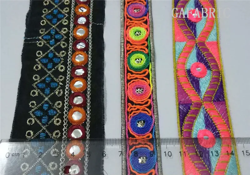 1yard Ethnic Trim Embroidered Webbing DIY Handmade Sewing Net Yarn Ribbons Clothing Decorative Lace Trim