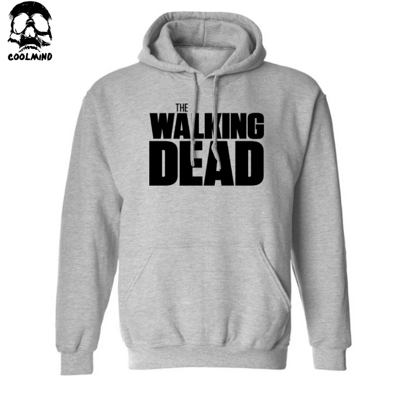 Thick Material cotton blend the walking dead men Hoodies with hat fleece casual loose TWD mens hoodies and sweatshirts 2016