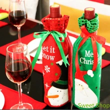 1 шт. красное вино крышку бутылки Сумки Санта Клаус ужин Украшение стола дома партия декоры Рождество дерево пива снеговика лук-узел подарок