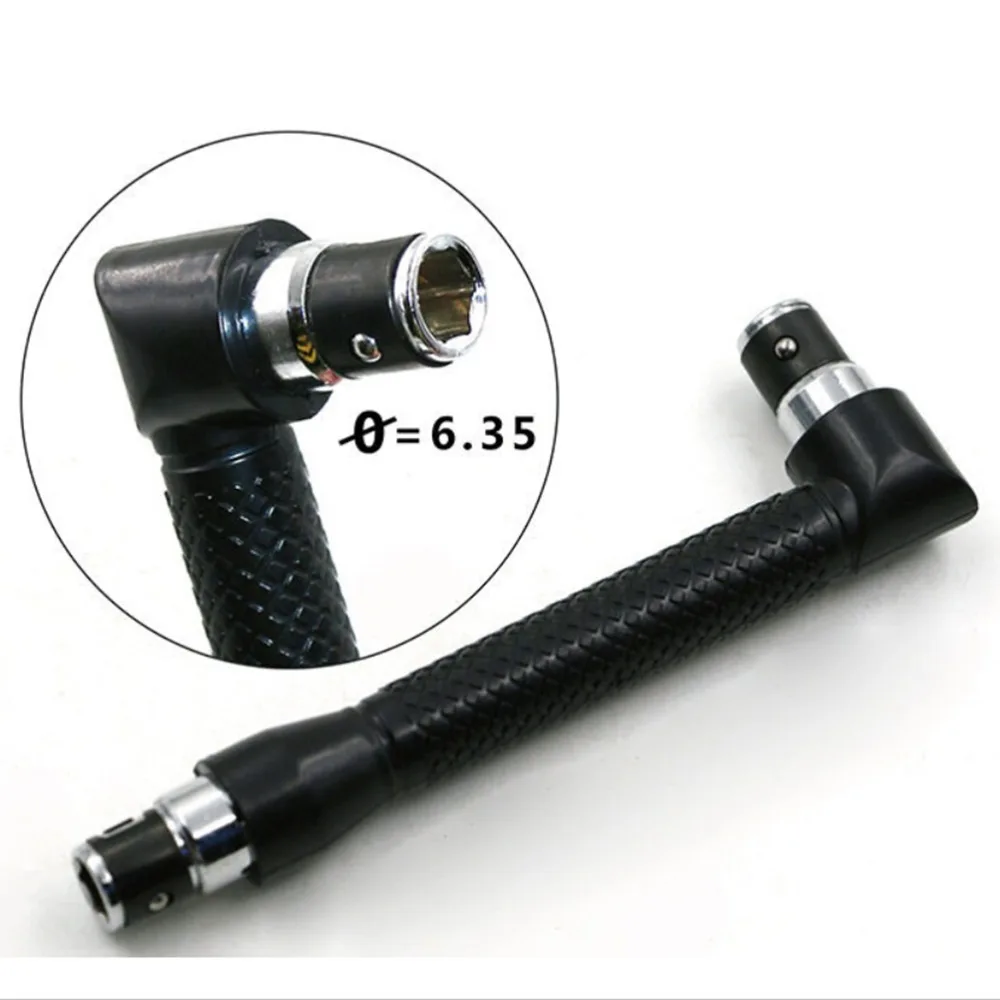 L-shaped Double-headed Socket Wrench Extension Handle Right Angle 1/4 Hex Shank 90 Degree Screwdriver Adapter Wrench Hand Tool
