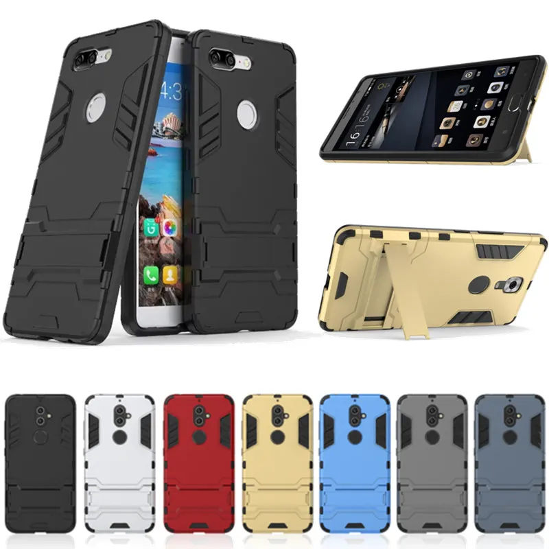 

Fashion Cool Iron Man Armor Dual Phone Cases For Gionee S9 S10 S10B S10C M6 Plus M7 Plastic + Silicone Back Cover With Kickstand