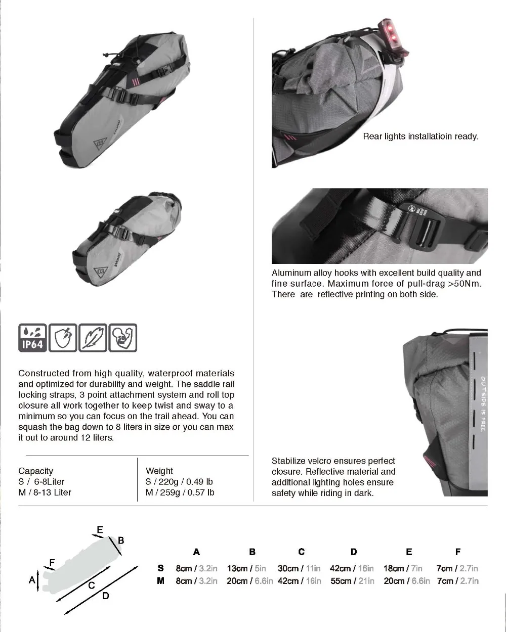 Flash Deal WOHO "XTOURING" ULTRALIGHT SADDLE BAG DRY - S / M, Cycling Bicycle Bag for MTB ROAD 2