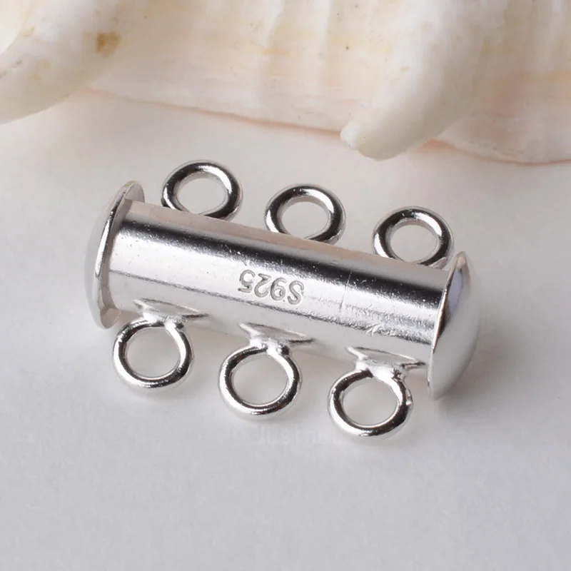 Buy Solid 925 Sterling Silver Clasp 3 Strand Tube