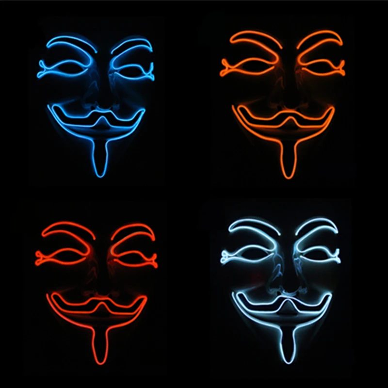 1 шт Вечерние маски V для вендетты светодиодный светильник маска анонима Гая Фокса маскарадный аксессуар для костюма для взрослых косплей маски для вечеринки, W