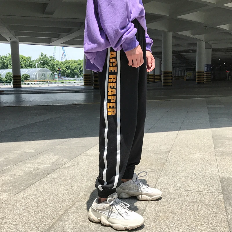 

Fashion Casual Men's Trousers Spring And Autumn New M-2XL Printing Loose Casual Pants Black Purple Personality Youth Popular