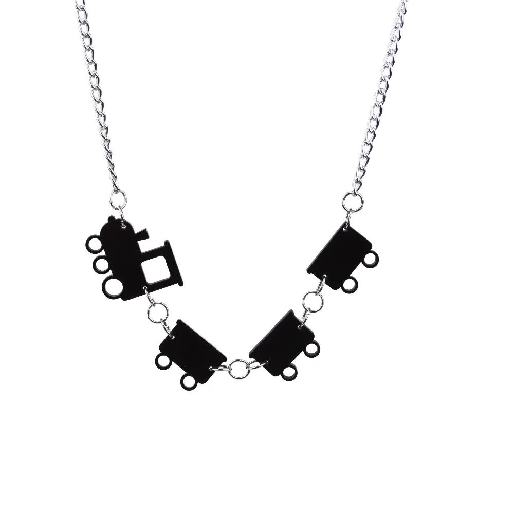 

Girl's Cute Little Train Necklaces Pendants Trendy Stylish DIY Sweater Chain Vintage Acrylic Necklaces Fashion Jewelry E19011