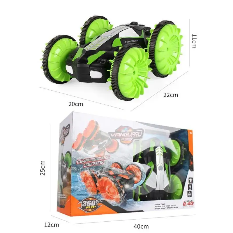 Вращение на 360 градусов RC автомобиль Вождение на воде и земле гусеничный рулон автомобиля игрушки вращающийся трюк игрушки гонщик