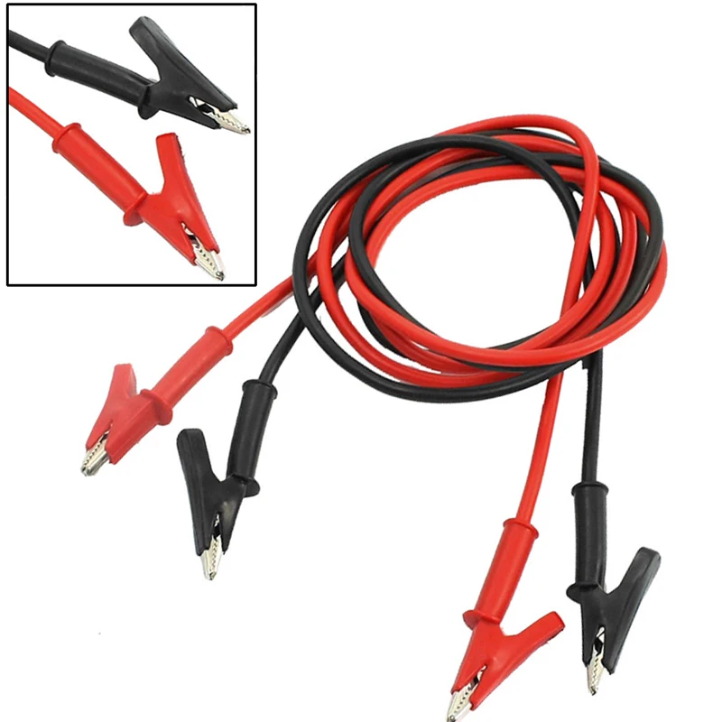 1 Pair Insulated Alligator Clip Test Cable Leads Double ended Crocodile
