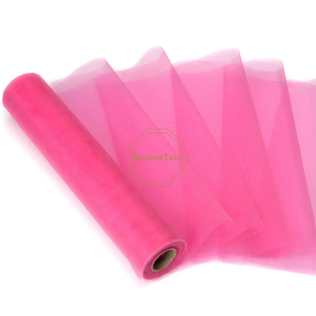 

25M x 29CM Fuchsia Sheer Organza Roll Fabric DIY Wedding Party Chair Sash Bows Table Runner Swag Decor