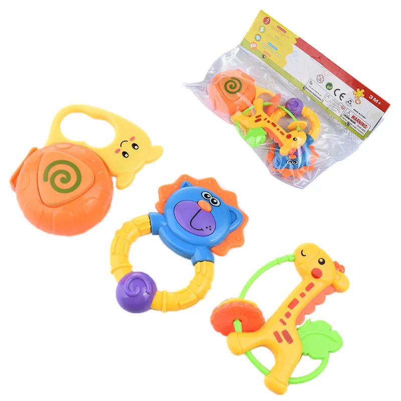 Buy 3PC/set Baby Rattle Development Toddler Rattles Toys Gutta percha Play Set
