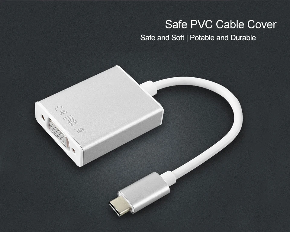 Male USB 3.1 Type C USB-C to Female VGA Adapter Cable 10Gbps  (12)