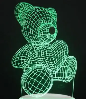 3D светодиодный ночник Единорог Лошадь 7 цветов Изменение сенсорный переключатель голограмма атмосфера Новинка лампа для украшения дома визуальный подарок - Испускаемый цвет: bear