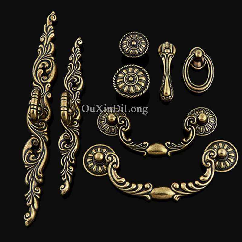 Retro 2PCS European Antique Kitchen Cabinet Door Handles Cupboard Wardrobe Drawer TV Wine Cabinet Pulls Handles and Knobs Retro 2PCS European Antique Kitchen Cabinet Door Handles Cupboard Wardrobe Drawer TV Wine Cabinet Pulls Handles and Knobs