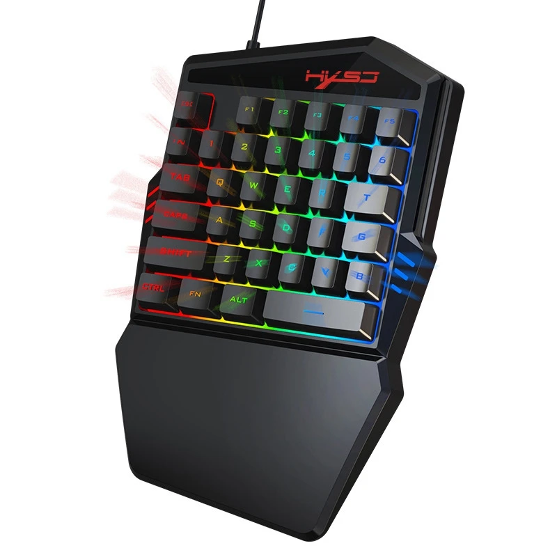 Hxsj Mini One-Hand Mechanical Keyboard Gaming Keyboard V100 35 Keys Colorful Backlit Game Keyboard For Pc Computer Android Win