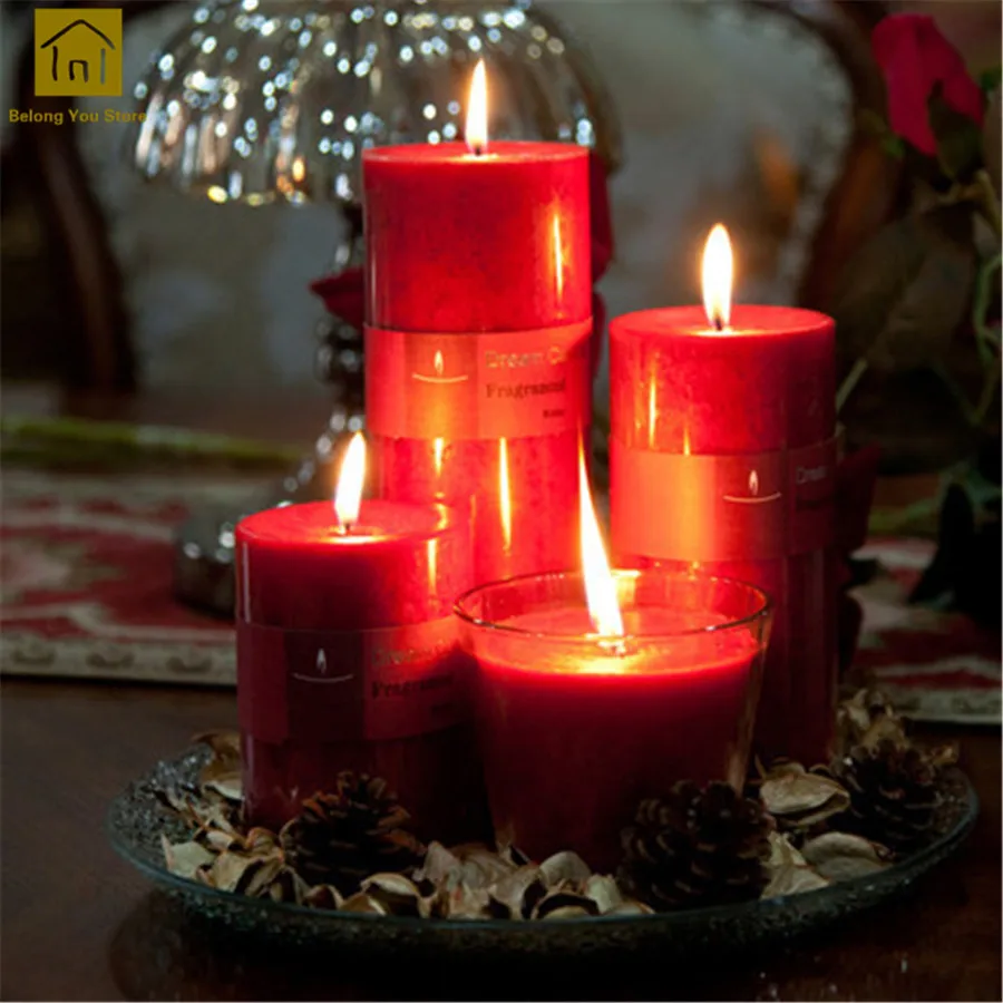 Романтическая свеча Bougies Decoratives демисезонные Velas парфюмады красная Свеча ароматическая декоративная свеча свечи для рукоделия восковая колонна JKK093