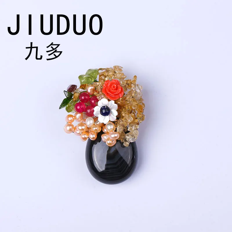 

JIUDUO Authentic pearl brooch female high-end suit corsage Korean pin jewelry badge accessories natural mother Puihuo crystal