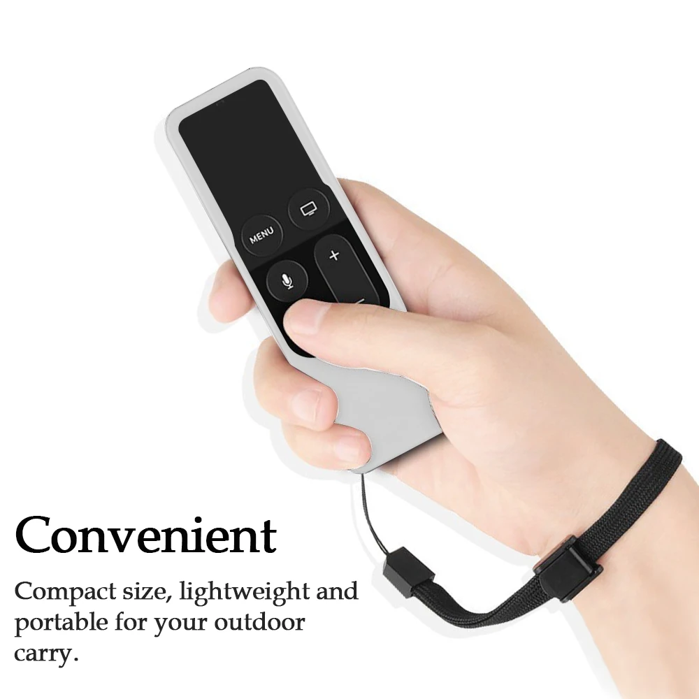Vococal Silicone Protective Case Cover Skin Sleeve with Lanyard Strap for Apple TV 4th Generation 4 Gen Siri Remote Controller