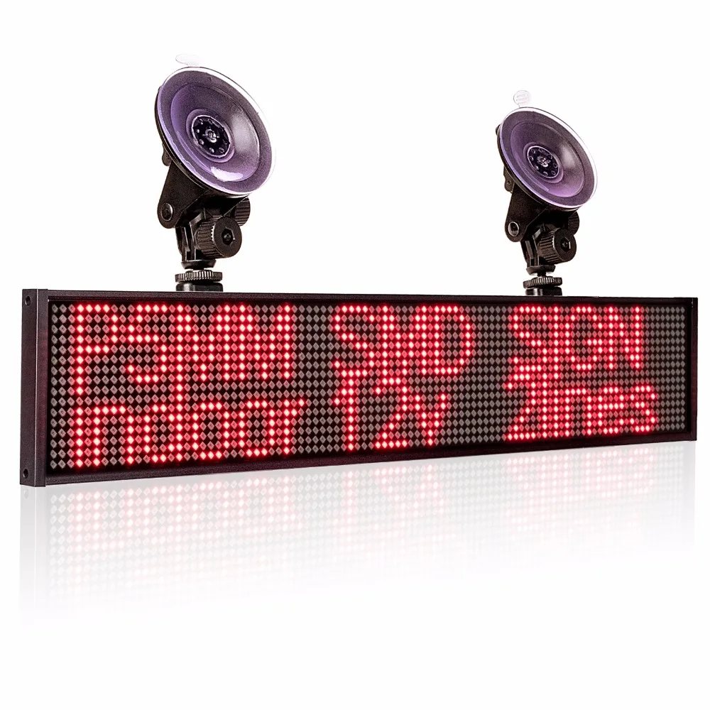 

Hot P5mm Wif Indoor LED Signs panel,12v Car Scrolling Ad Message board Red SMD display screen Support iOS phone input +2 sucker