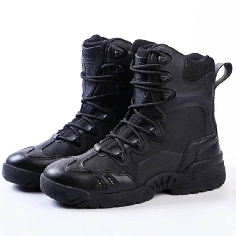 Кожаные уличные кроссовки военные тактические сапоги высокие сапоги SWAT обувь водонепроницаемая альпинистская походная обувь для мужчин армейские ботинки
