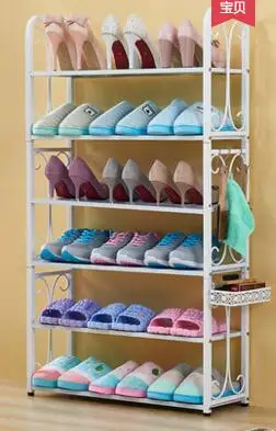 Shoe rack steel and wood multi-layer storage shoe cabinet.. Household iron dust umbrella stand..