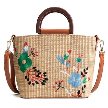 

WILIAMGANU Straw Beach Bag 2018 Summer Women Bag Big Bucket Flower Bags Handbags Women Famous Brands Women houlder Bags Ladies