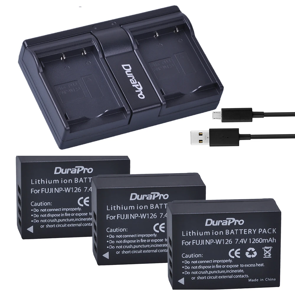 3pc for Fujifilm NP-W126 NP W126 Camera Batteria + USB Dual Charger For Fuji HS50 HS35 HS33 HS30EXR XA1 XE1 X-Pro1 XM1 X-T10 | Электроника