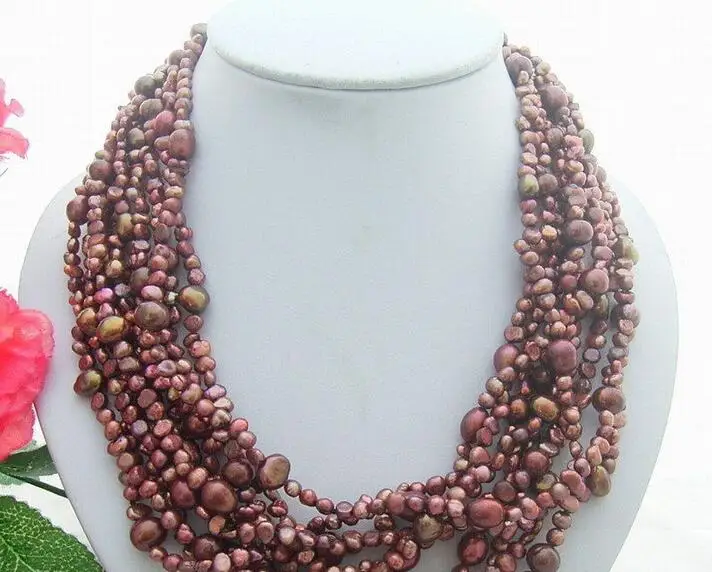 

Beautiful 9Strds Brown Pearl Necklace 17