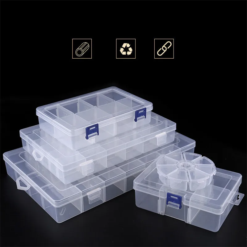 Adjustable 3 36 Grids Compartment Plastic Storage Box Jewelry Earring Bead Screw Holder Case Display Organizer