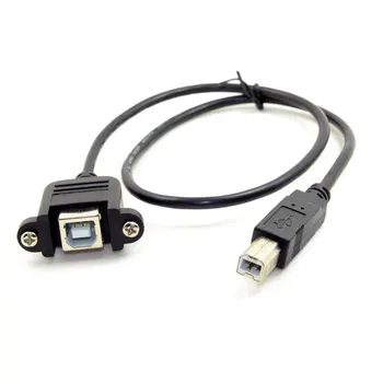 

10pcs/lot USB 2.0 B Type Male to Female Printer Scanner Hard Disk Extension Cable with Screws for Panel Mount 50cm