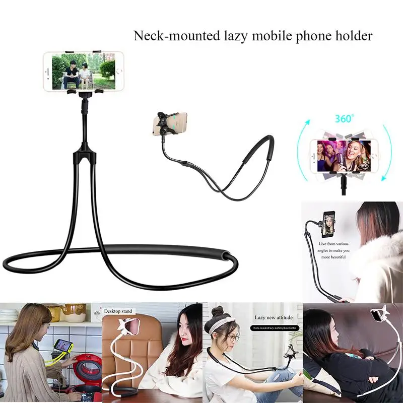 

Lazy Neck Phone Holder Stand For iPhone 7 8 Plus Desk 360 Degree Rotation Mobile Phone Mount Bracket For Xiaomi Mi8 Holder Stand