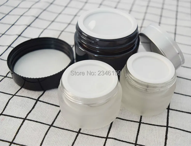 Empty Glass Cream Jar 50g Brown Glass Cream Jar 5g Whit Frosted Glass Cosmetic Container 10g 20g Empty Cosmetic Packaging (4)