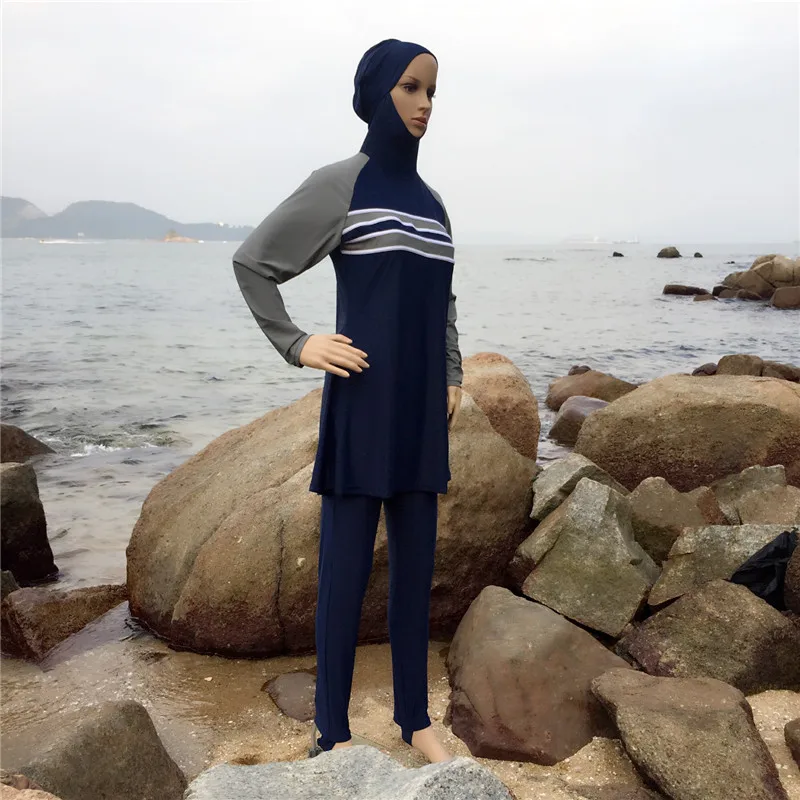 Полный закрытый купальник женский хиджаб мусульманский Купальник Плюс Размер скромные исламские купальники для женщин