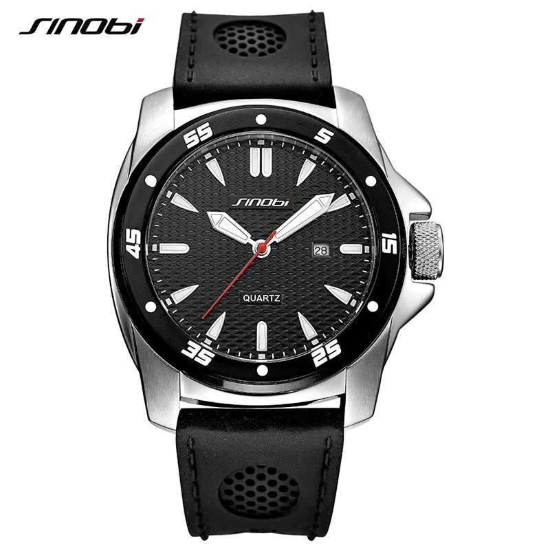 

SINOBI New Mens Watches Top Brand Luxury 2019 Silicone Strap Quartz Watch Men 3ATM Waterproof Male Clock Military saat