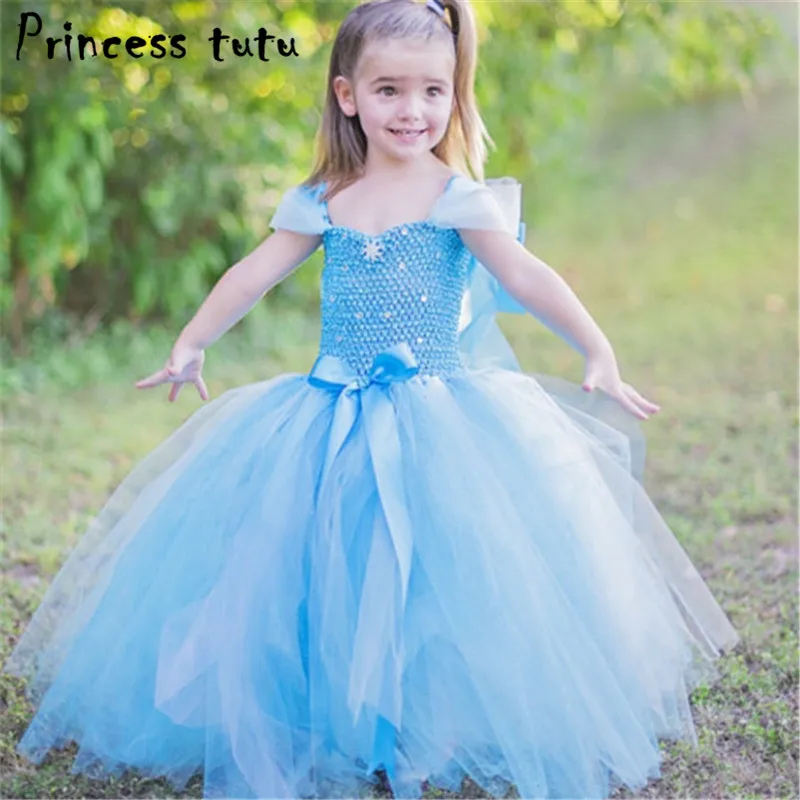 Платье-пачка принцессы Эльзы и Анны костюмы на Хэллоуин для девочек детское