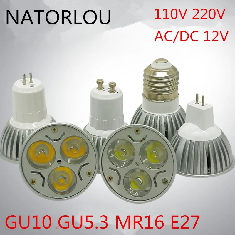 Светодиодная лампа 3 Вт GU10 GU5.3 E27, лампа для литья под давлением MR16, 12 В, белый светильник, теплый белый, натуральный белый, внутренний светильник, источник