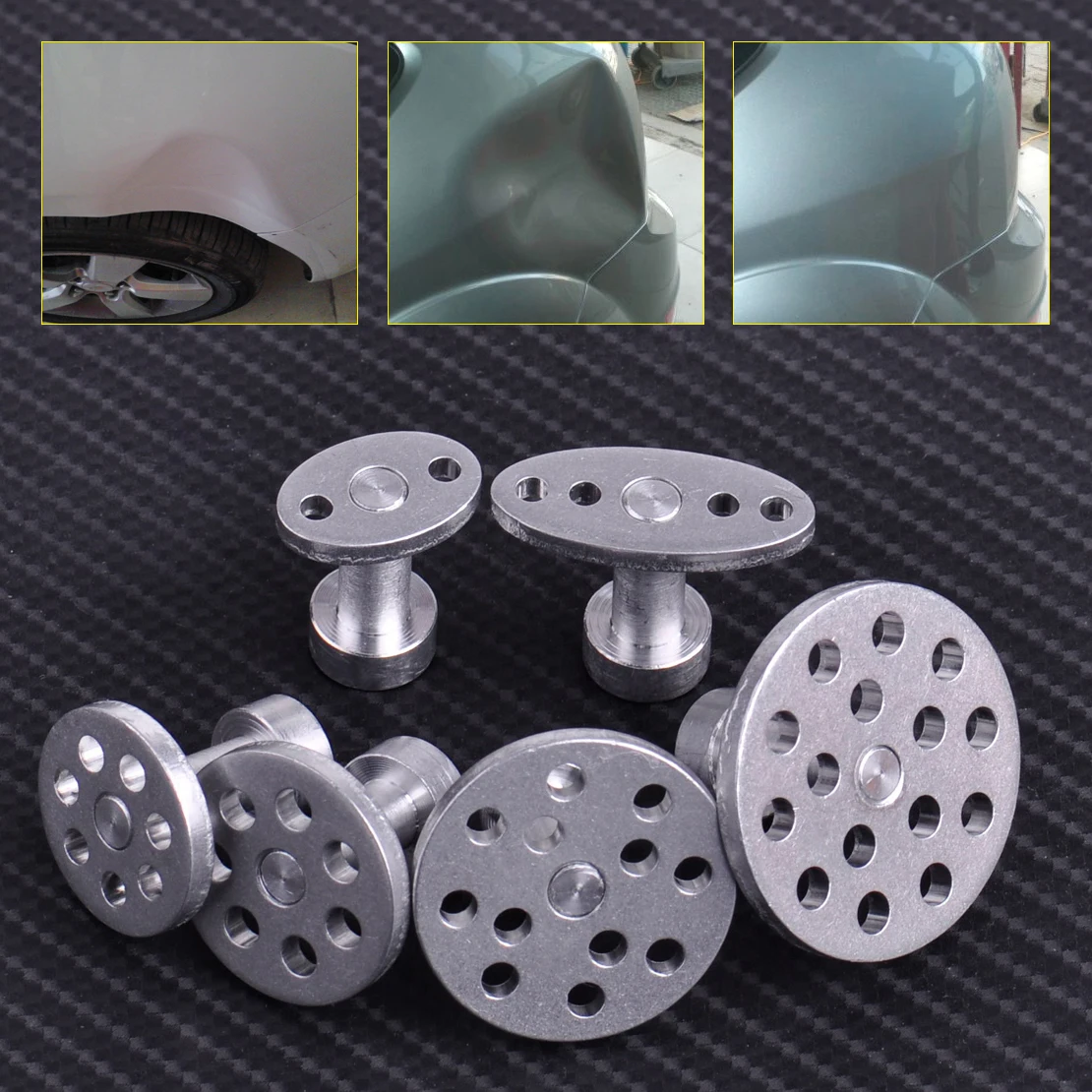 

CITALL 6PCS Car Aluminum PDR Glue Body Puller Tabs Paintless Dent Hail Repair Removal Tool for Audi A3 A4 A6 BMW X5 X6 Mazda 3 6