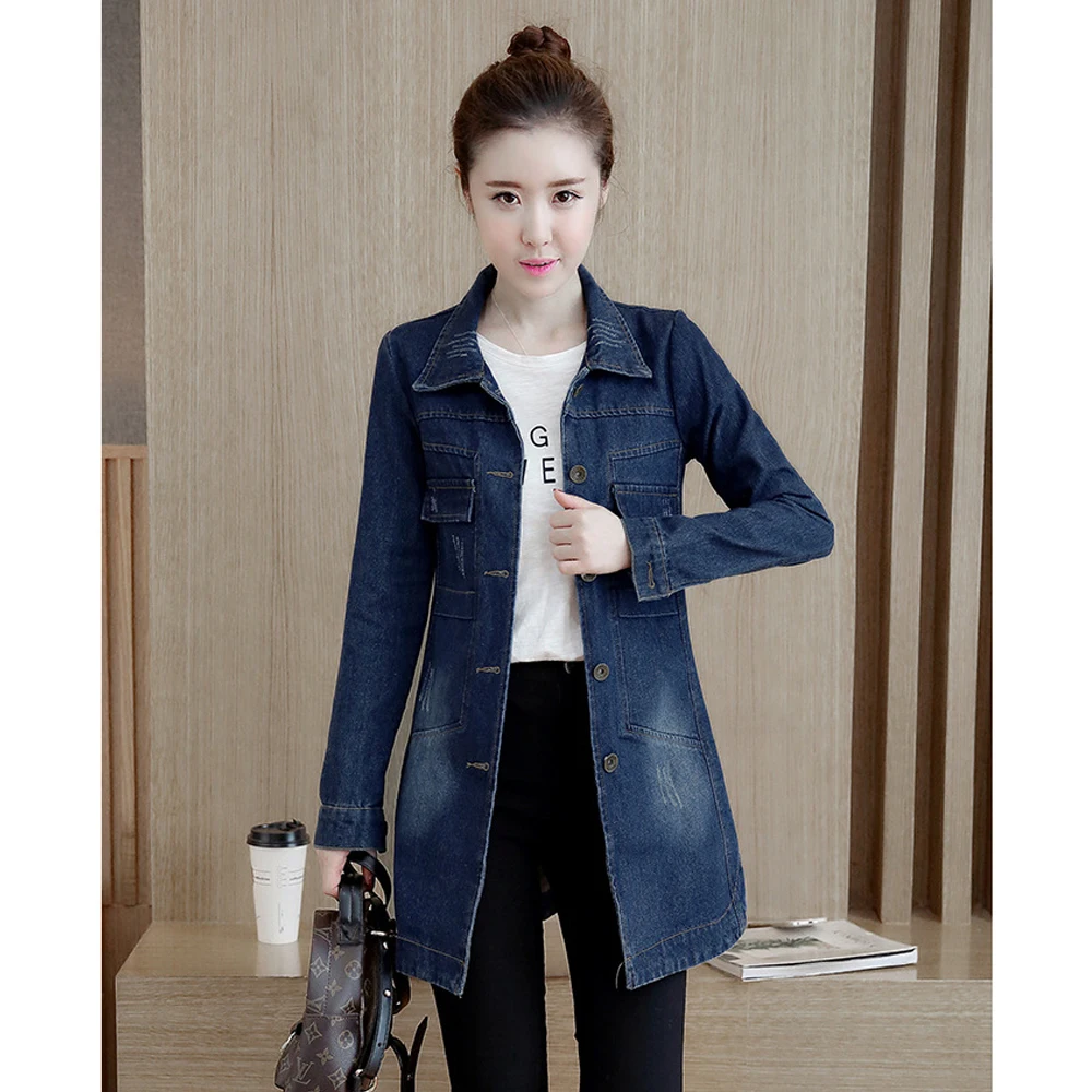 Spring and autumn new style Korean version of the long-sleeved denim jacket Fashion denim jacket