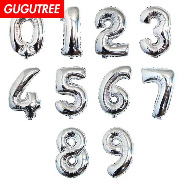 

GUGUTREE PARTY 16inch silver 0-9 number foil ballon wedding event christmas halloween festival birthday party HY-309