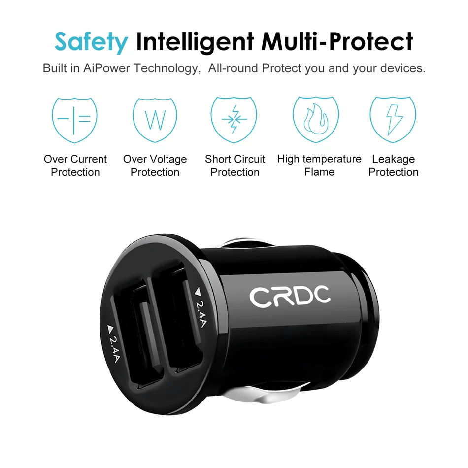 شاحن سيارة ، CRDC البسيطة Usb سيارة-شاحن مع LED ضوء 2x2. 4A المزدوج ميناء سريع الهاتف شاحن ل Xiaomi فون 7 هواوي Elephone s8