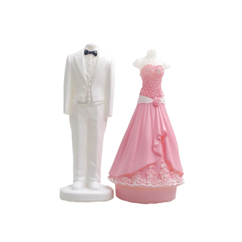 

DIY Groom and Bride Wedding dress handmade cake mold soap candle silicone mold sugar art tools