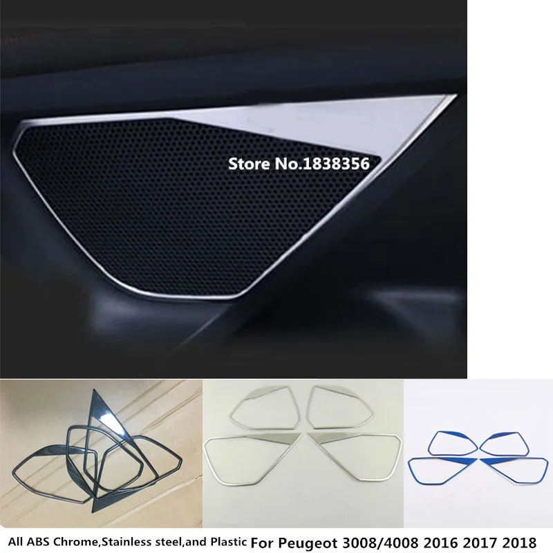 

Car sticker stainless steel Inside Door Audio Speak Speaker Sound Ring trim For Peugeot 3008 GT 3008GT 2016 2017 2018 2019