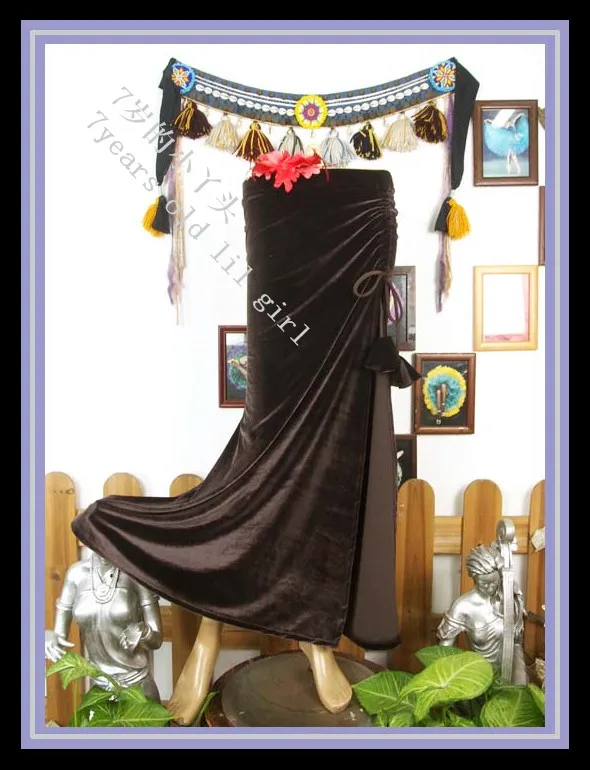 Bellydance Costume Tribal Fusion Velvet Skirt With Open Slit SRA7bellydance costumetribal