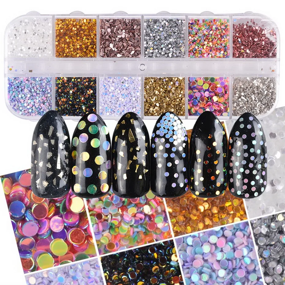 Aliexpress.com : Buy 12 grids Mixed Nail Designs AB Color