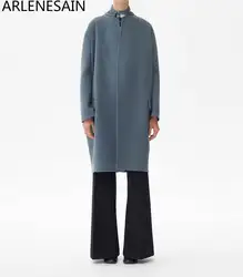 Arlenesain на заказ 2018 новейшее яйцо форма пальто в двойной лицо шерстяное Женское пальто