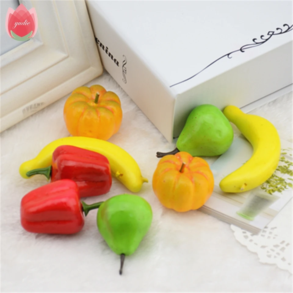 

20pcs/lot Artificial Foam Mini Fruit Vegetable For Home Wedding Decoration Kid Cognitive Toys Dining Table Kitchen Decoration