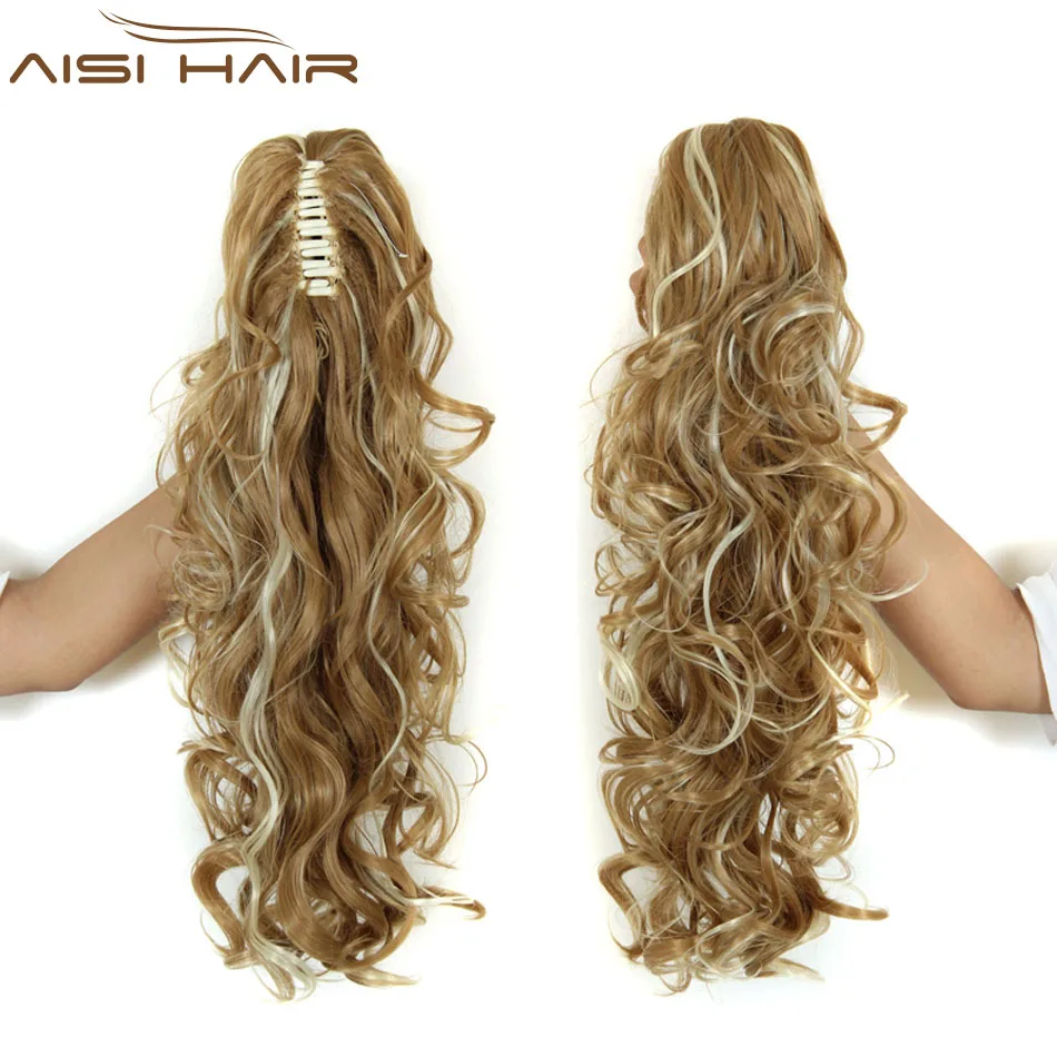 20" Long Claw Clip Drawstring Ponytail Fake Hair Extensions False Hair Pony Tails Horse Tress Curly Synthetic Hairpieces Pieces