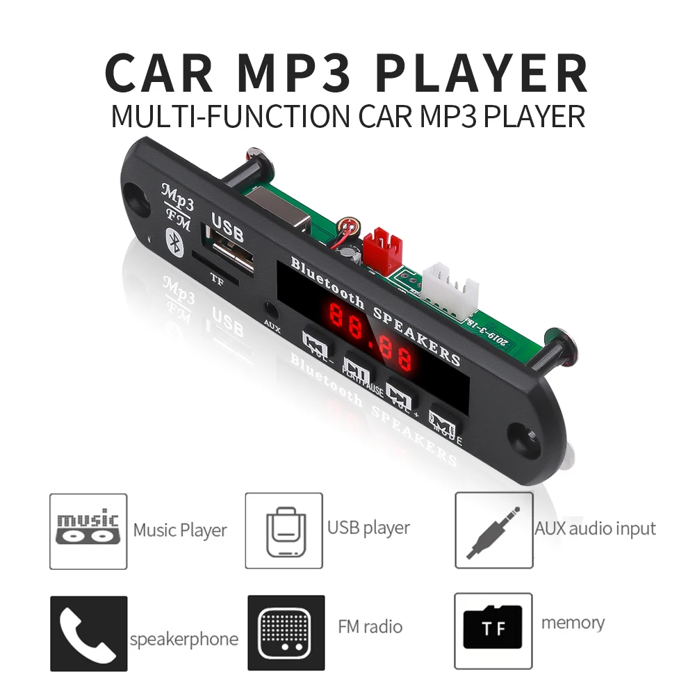 KEBIDU 5 в 12 В цветной экран MP3 декодер плата WMA WAV FLAC APE Bluetooth MP3-плеер USB TF fm-радио модуль с записью звонков