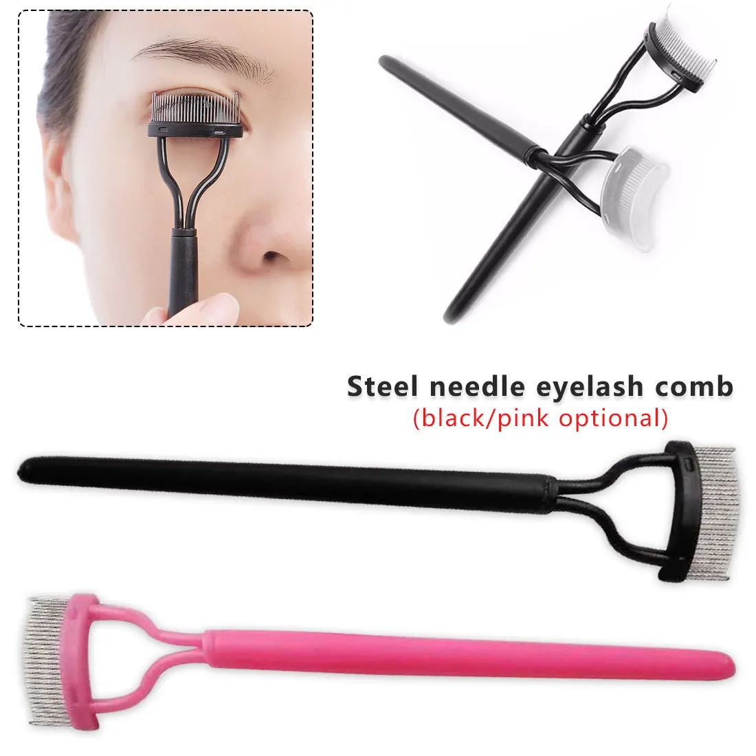 Black Makeup Brush Half Curved Eyelash Comb Mascara Applicator Eyelash