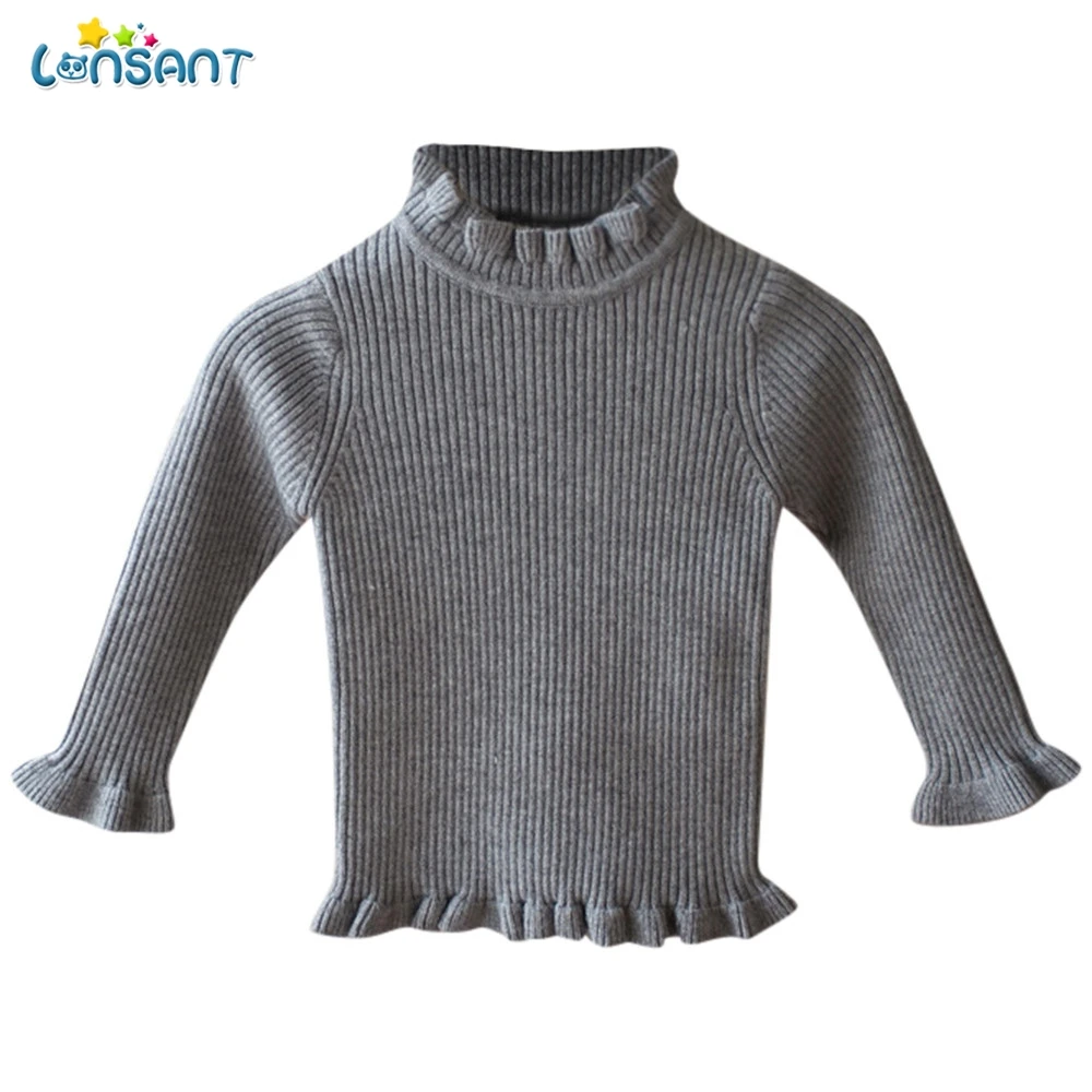 

LONSANT Baby Girls Clothes Sweaters Winter Solid Soft Cotton Tops Thick Warm Pullover Plush Knitted Sweater Plus velvet sweater